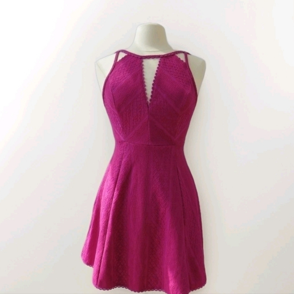 Free People Miss Connections Fuscia Hot Pint Skater Sleeveless Tank Dress Size 2
